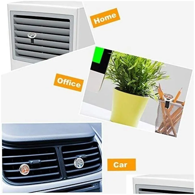 stainless steel car fragrance diffuser vent clip cars air freshener perfume clamp aromatherapy essential oil diffuser with refill pad