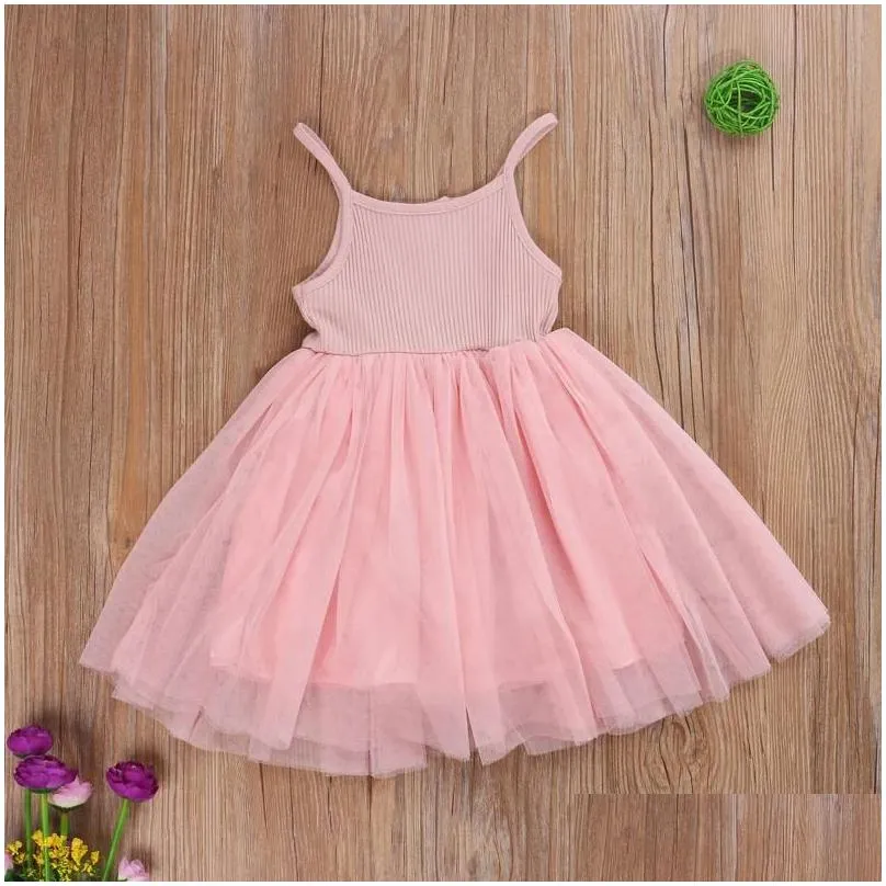 Girl`S Dresses Girls Dresses 1-5Y Baby Summer Dress Kids Clothes Solid Color Sleeveless Tle Tutu Casual Party Princess Children Outfit Dh2Vm