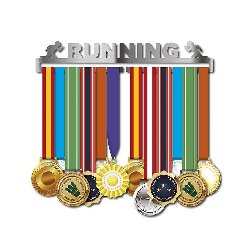 Running medal hanger Stainless steel medal holder Sport medal display hanger for runner Y200429