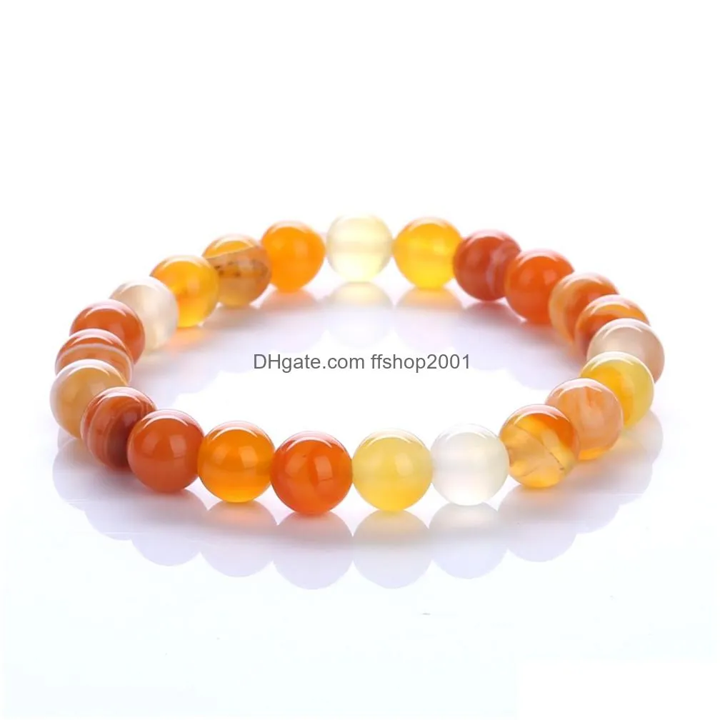 Beaded Colorf Agate Beaded Bracelet Strand Yellow Purple Gemstone Bracelets Fashion Women Jewelry Gift Will And Drop Delivery Jewelry Dhnk8