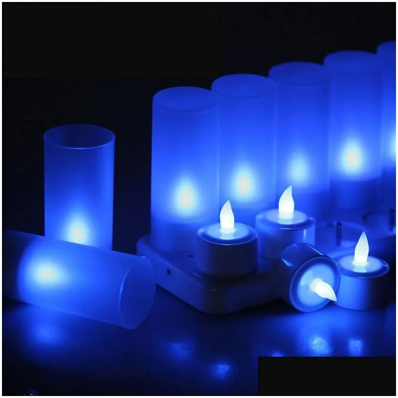 12pcs/set Remote Controll Rechargeable Tea Light LED Candles frosted Flameless TeaLight multi-color Changing candle lamp Party Y200531