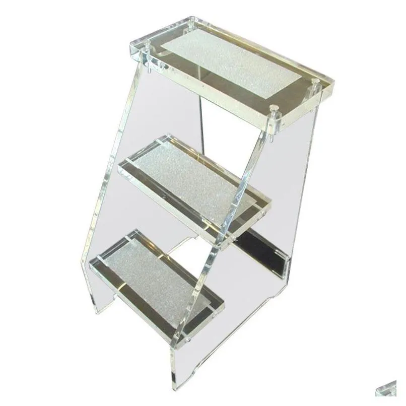 Clear lucite 3 level step ladder stool transparent acrylic coffee table