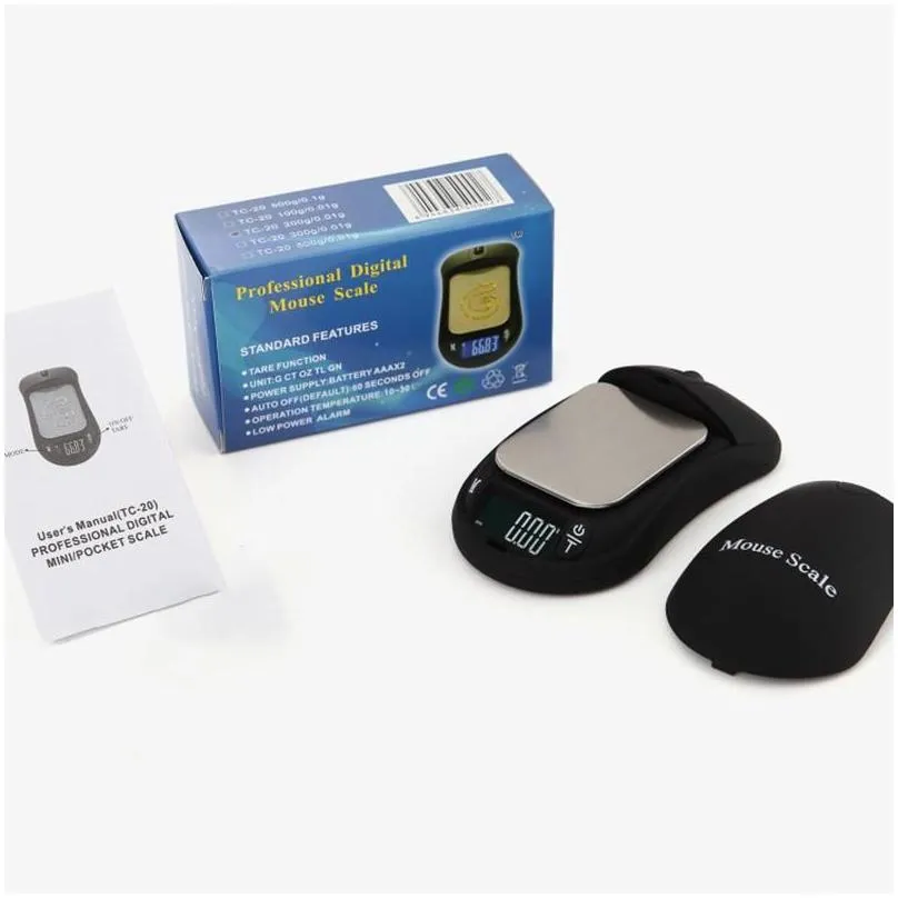 wholesale Digital Scales Digital Jewelry Scale Gold Silver Coin Grain Gram Pocket Size Herb Mini Electronic backlight 100g 200g 500g Mouse Shape Car key Mini Electronic