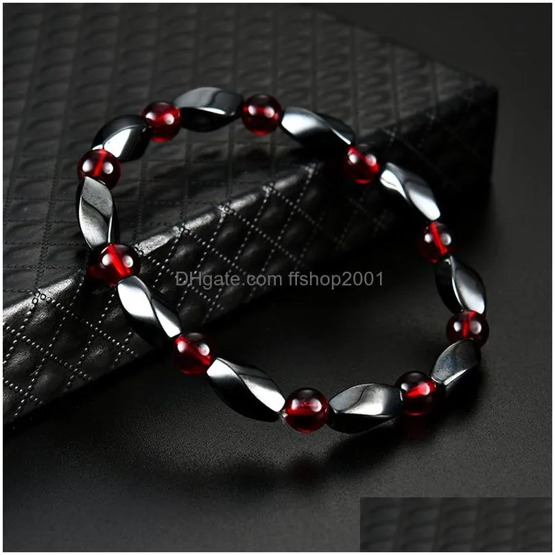 Beaded Health Magnetic Hematite Bracelet Twisted Beaded Strands Wristband Bangle Cuff For Women Men Power Healthy Fashion Jewelry 1625 Dhbws