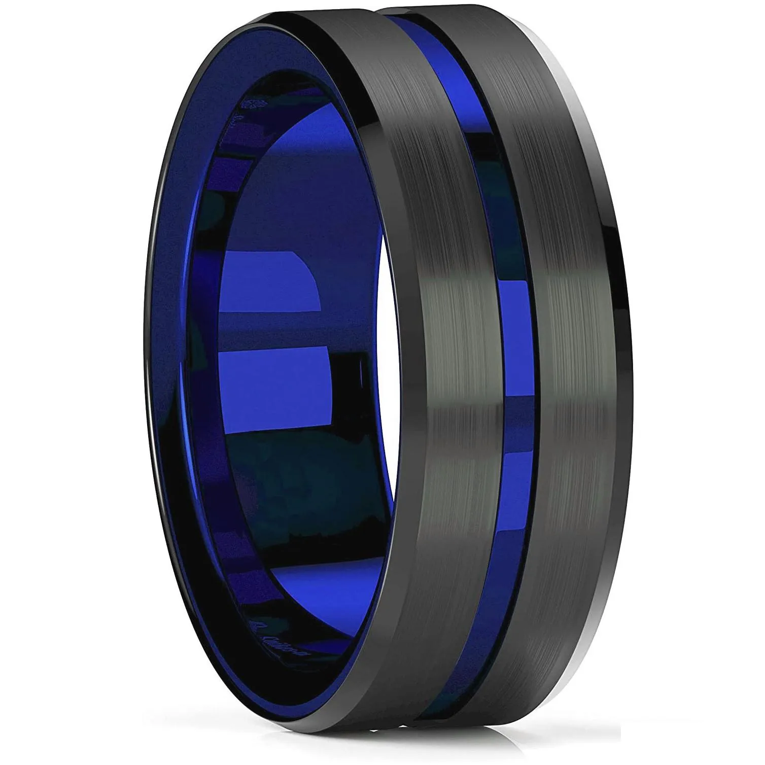 Band Rings Fashion 8Mm Tungsten Carbide Ring Black Celtic Dragon Blue Carbon Fibre Men Wedding Drop Delivery Jewelry Otn1T