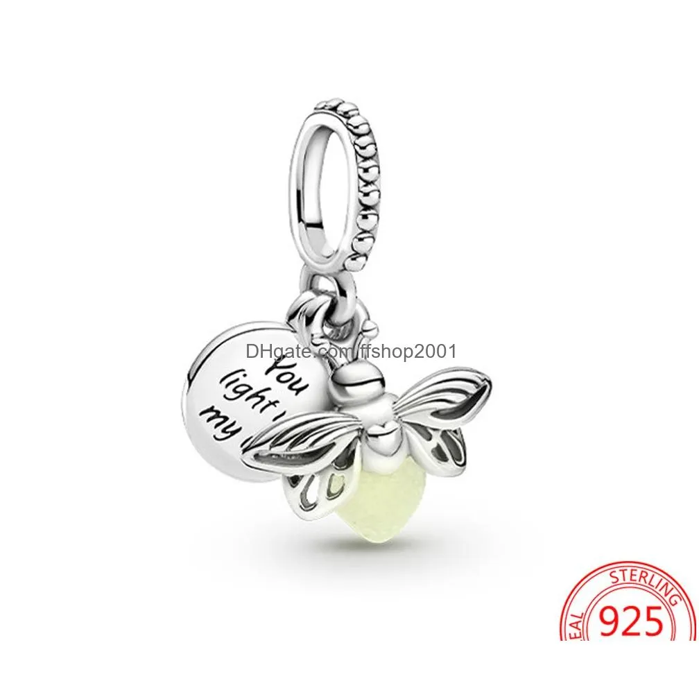 Charms New 925 Sterling Sier Charm Luminous Light Bb Double For Original Classic Diy Bracelet Ladies Jewelry Fashion Accessories Drop Dhk2K