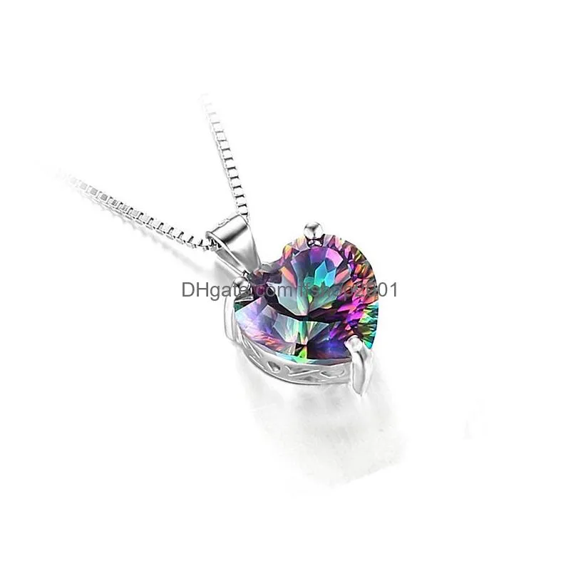 Pendant Necklaces Cubic Zircon Heart Pendant Necklaces Women Diamond Necklace Chains Fashion Jewelry Wedding Gift Will And Drop Delive Dh1Xx