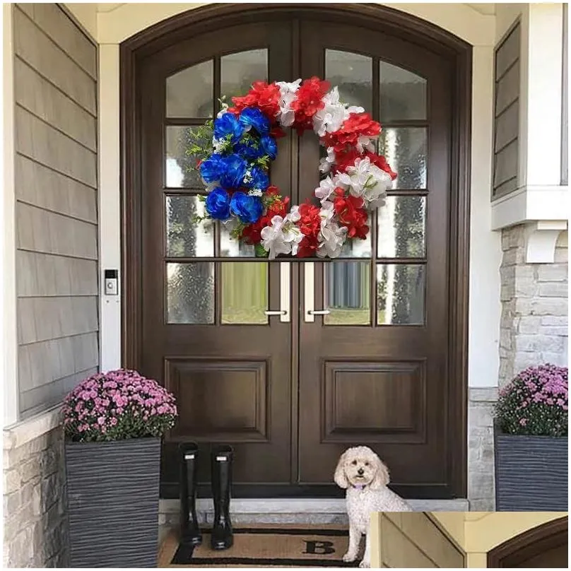 Decorative Flowers Olive Wreath Large Independence Day Decoration Festive Simulation Flower Window Suction Cups