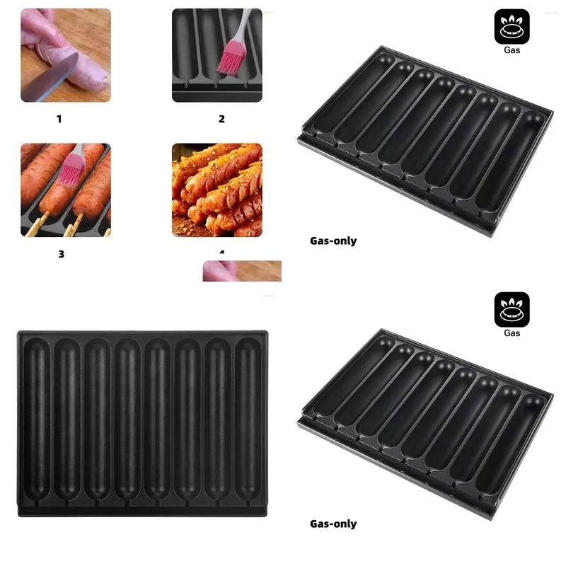 Pans 6/8 Cavity Sausage Pan Aluminum Alloy Nonstick DIY Dog Grill For Breakfast Cooking Baking Maker Outdoor BBQ Toos