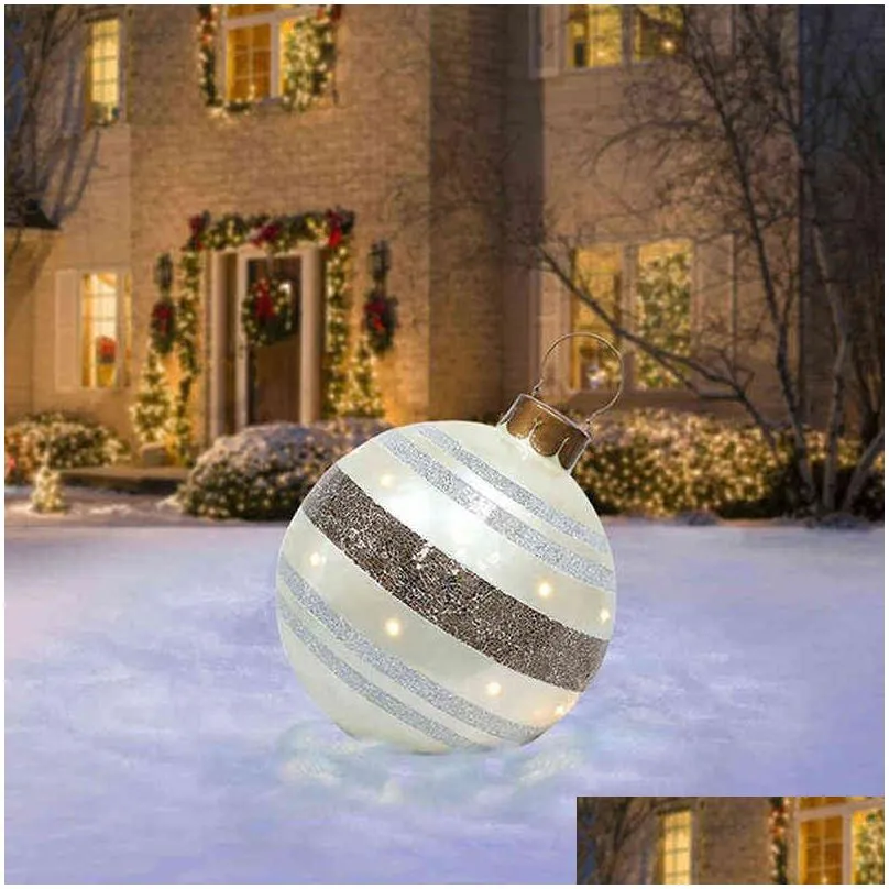 PVC Inflatable Ball Christmas Balls Tree Decos Xmas Decorative Outdoor  Holiday Inflatables Decoration 60cm 211105