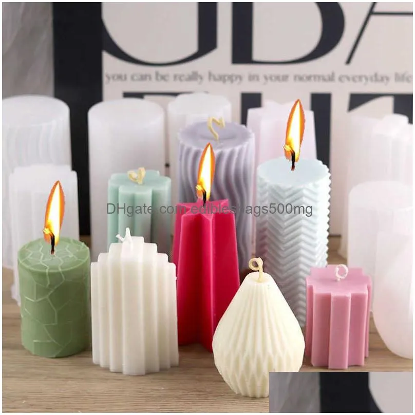  cylinder silicone candle mold diy stripe candles dinner ornament making plaster epoxy resin molds home decor handmade gifts