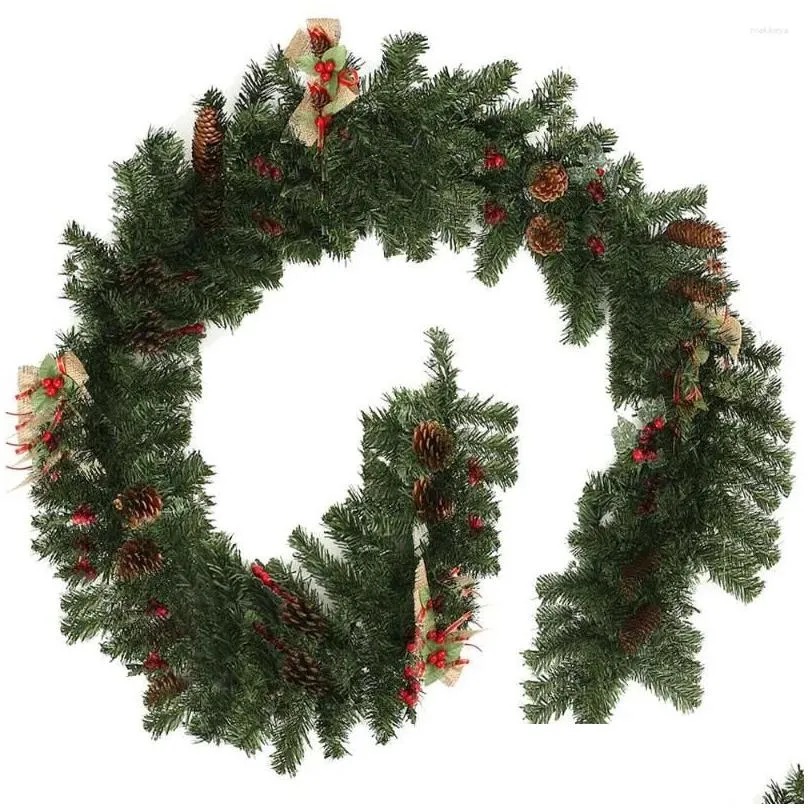 Decorative Flowers 1.8M Christmas Garland Home Party Wall Door Decor Tree Ornaments For Stair Fireplace Xmas Decoration Supplies
