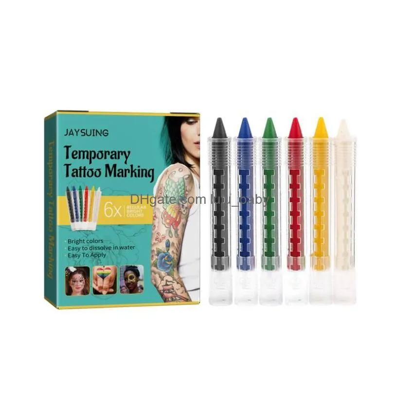body mark temporary tattoo markers for skin color collection flexible brush tip 6-count pack of assorted colors skin-safe