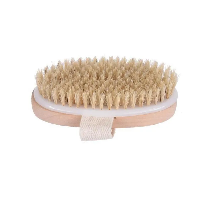 DHL Bath Brush Dry Skin Body Soft Natural Bristle SPA The Brush Wooden Bath Shower Bristle Brush SPA Body Brushs Without Handle