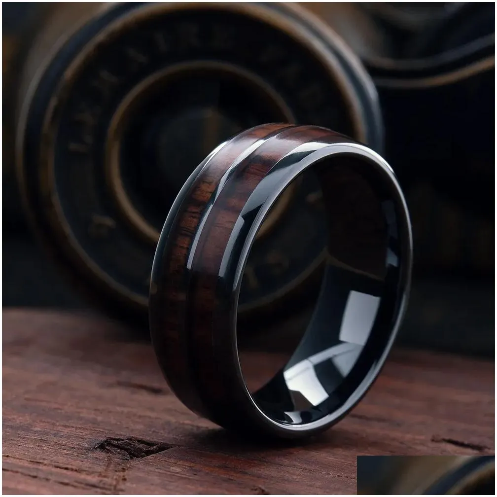 Band Rings Luxury Men 8Mm Wedding Ring For Women Dome Polished Stainless Steel Engagement Drop Delivery Jewelry Otezb