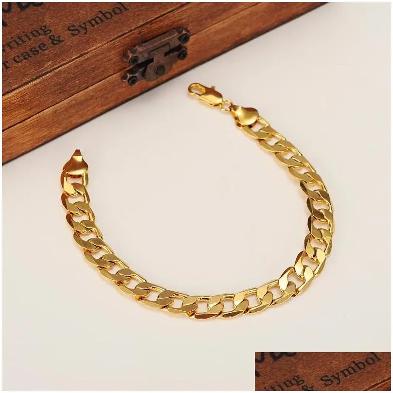 Bangle Bangle Gold Bracelets 21Cm Figaro Chain Link Trendy Women Men Jewelry Wholesale Wedding Bridal Gifts Partybangle Drop Delivery Dhcw9
