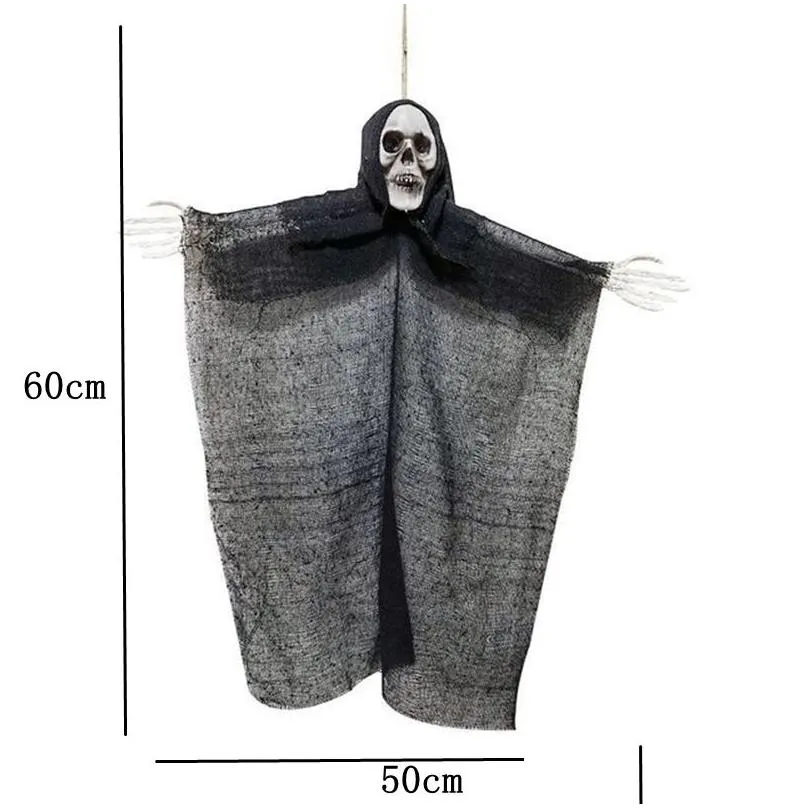 100cm Halloween Hanging Skull Ghost Haunted House Decoration Horror Props Party Pendants Home Indoor Outdoor Bar Decor 220813