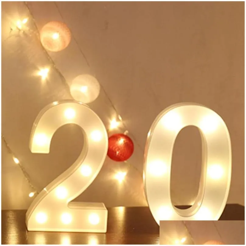 Party Decoration 2Pcs/set Adult 30/40/50/60 Number LED String Night Light Lamp Happy Birthday Balloon Anniversary Event Supplies