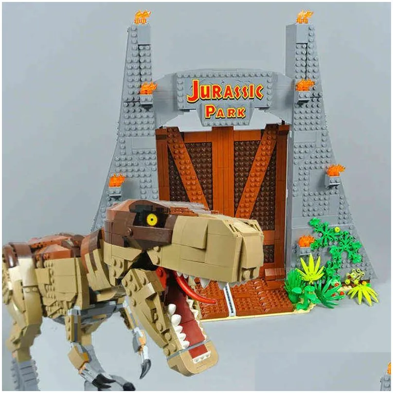 Blocks 11338 Movie Games Series Jurassic Park Blocks T. Rex Rampage 3156Pcs Bricks Model Building Kits Compatible 75936 T230103 Drop D Dhwjb