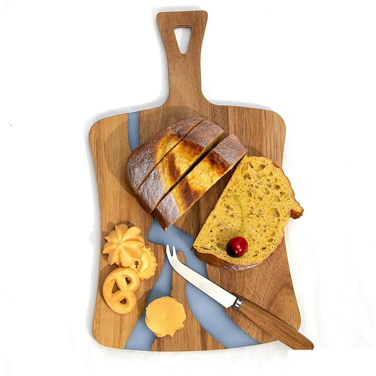 Creative horse chestnut resin splicing wooden cutting board household environmental protection natural wooden cutting board suitable for fruit bread