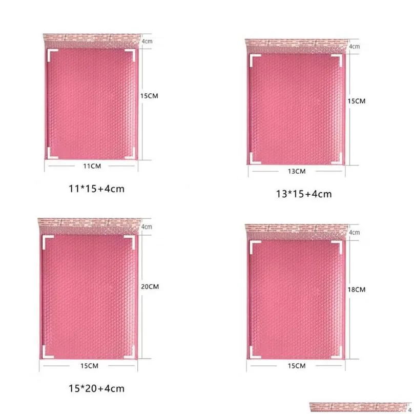 Packing Bags Wholesale Packaging Bags 50Pcs Bubble Mailers Padded Envelopes For Business K Bag 13X18Cm Pink Drop Delivery Office Schoo Dh0Rq