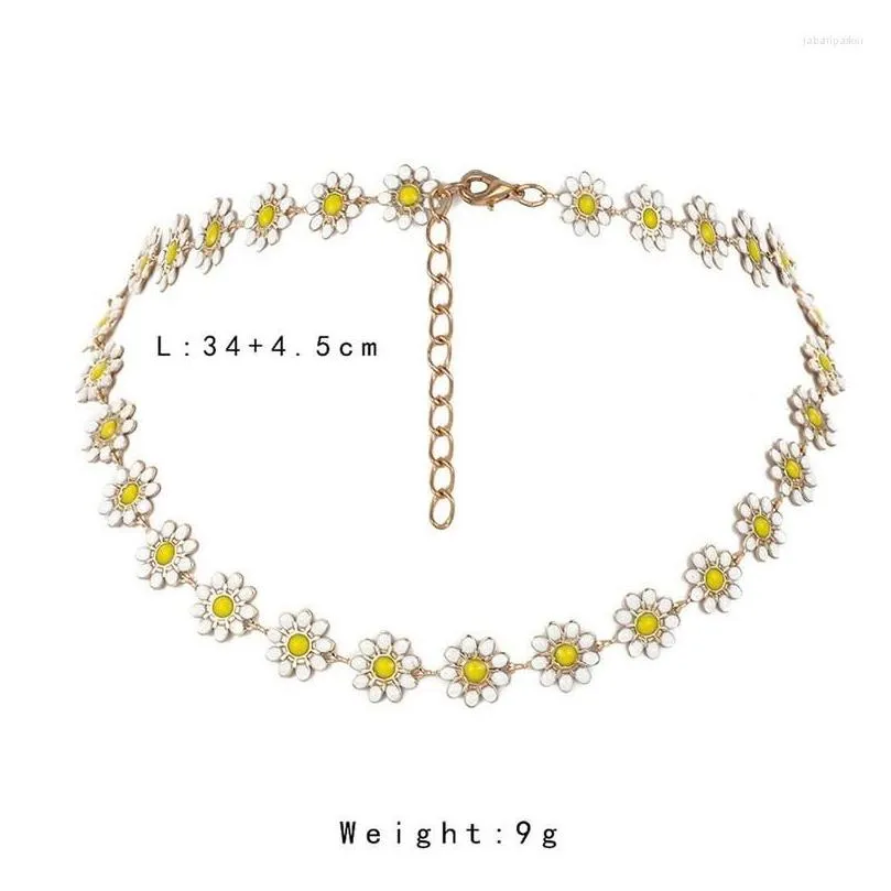 Choker Korean Flower Daisy Clavicle Necklace For Women Bohemian Colorful Beads Glass Crystal Beaded Summer Jewelry