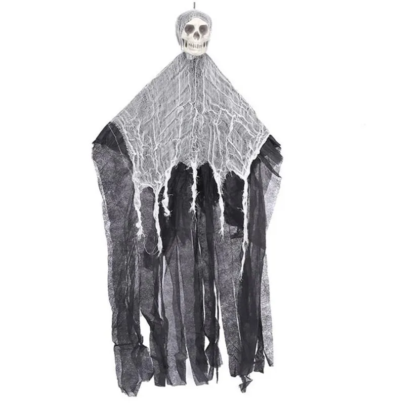 100cm Halloween Hanging Skull Ghost Haunted House Decoration Horror Props Party Pendants Home Indoor Outdoor Bar Decor 220813