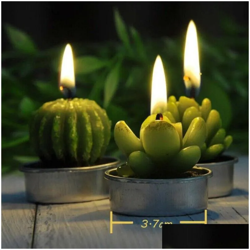 6pcs 12pcs Artificial Succulent Plants Cactus Candle For Birthday Party Wedding Feast Holiday Decoration home decor Y200531