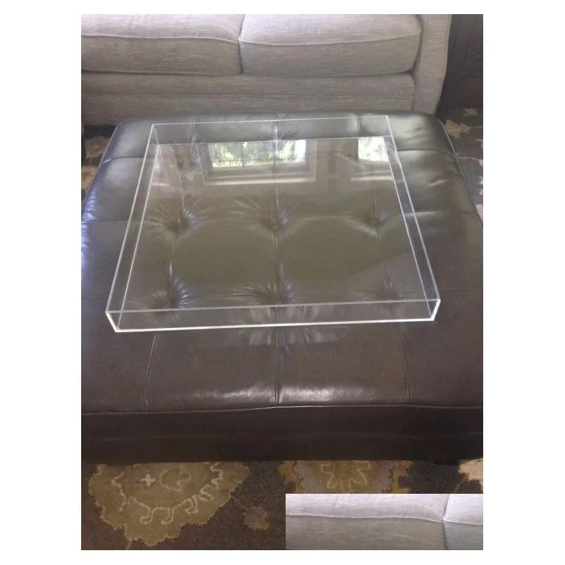 Hot sale Clear acrylic ottoman trays lucite service tray unique drink plate trays plexiglass desktop houseware