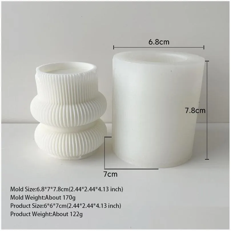 Candles Cylindrical Tall Pillar Candle Molds Ribbed Aesthetic Twist Silicone Mould Geometric Abstract Decorative Striped Soy Wax Mold