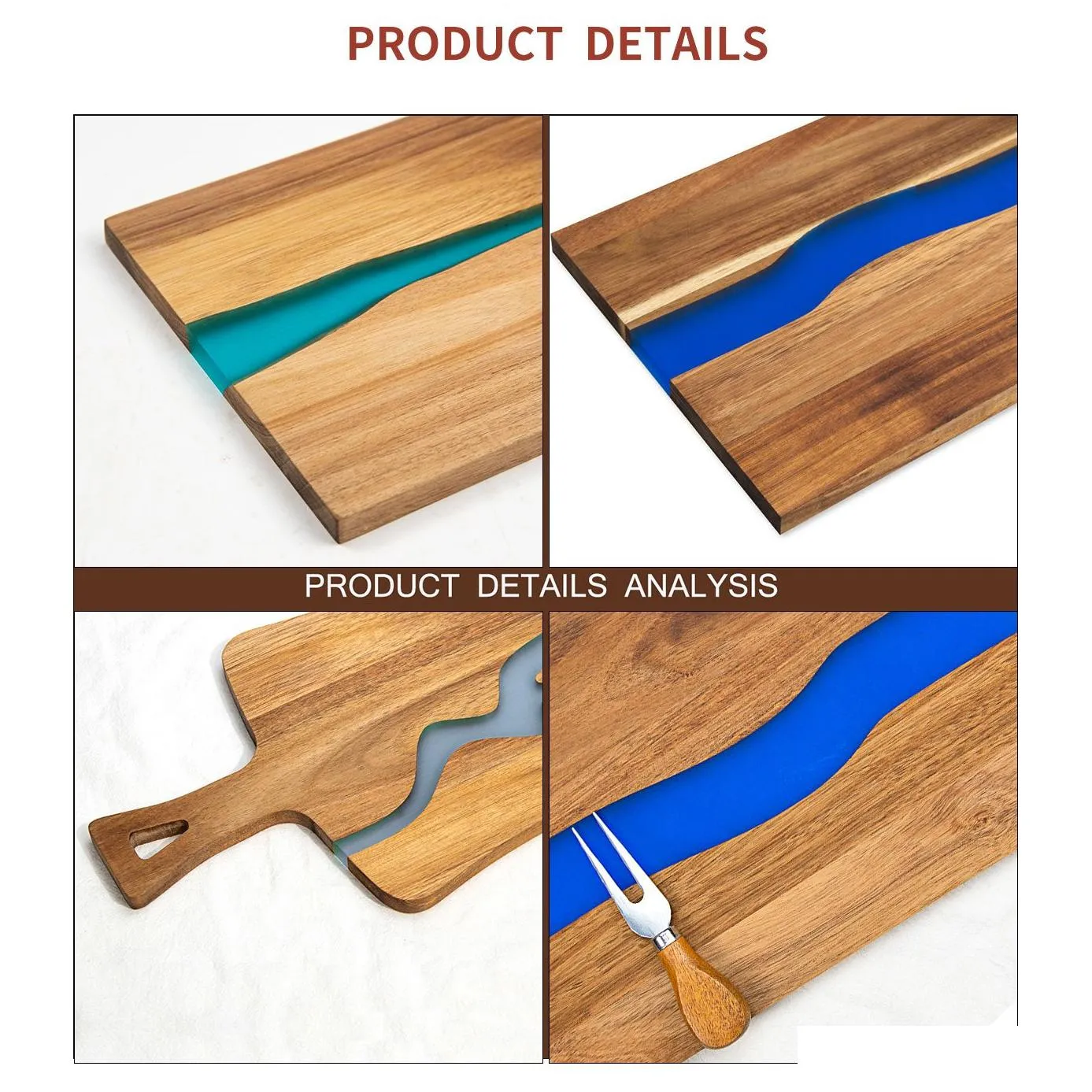 Creative horse chestnut resin splicing wooden cutting board household environmental protection natural wooden cutting board suitable for fruit bread