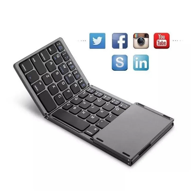 Keyboards Wireless Bluetooth Three Folding Keyboard Computer Office Tra-Thin Portable Support Systems B033 Wholesale Drop Delivery Com