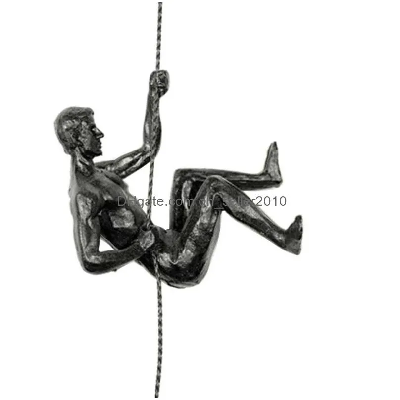 Decorative Objects & Figurines The Climber People Resin Man Wall Hanging Decoration Industrial Style Art Scpture Figures Statue Creati Dh1Qy