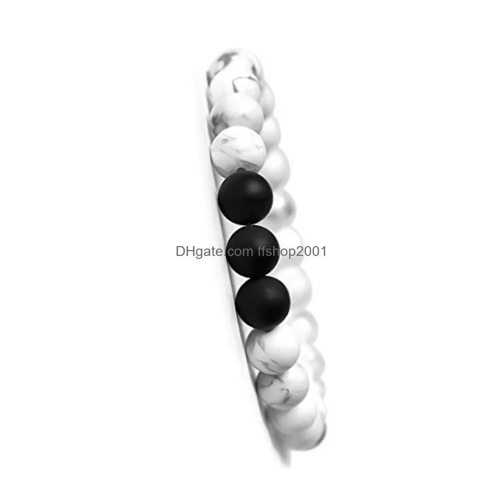Beaded Natural Black Matte Agate Bracelet Tiger Eye White Turquoise Beads Bracelets Fashion Jewelry For Women Men Drop Delivery Jewelr Dhanr