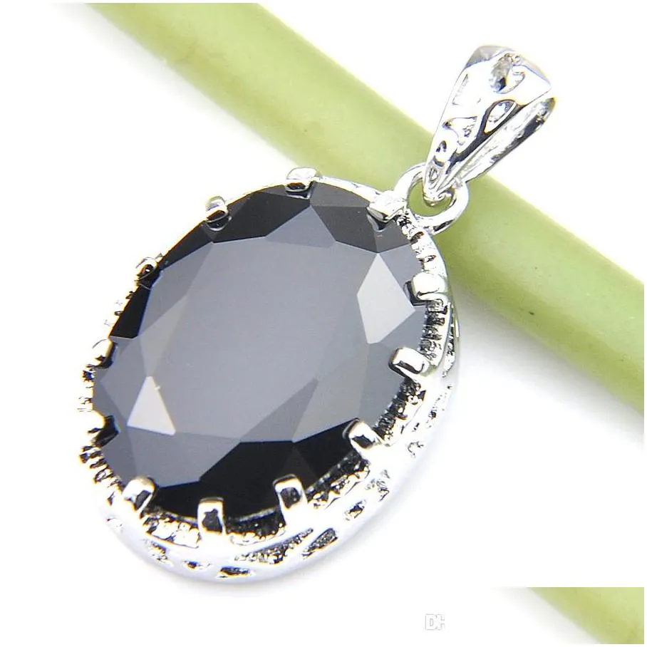 Other Jewelry Sets Luckyshine New Wedding Jewelry Sets For Womens Oval Black Onyx Sier Zircon Earring Pendants Elegant Drop Delivery J Dhpqx