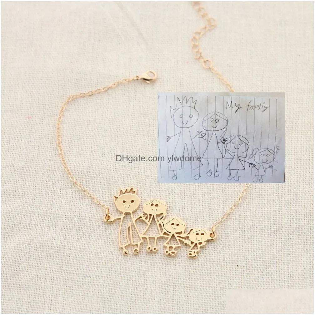 Jewelry Pendant Necklaces Customized Children Ding Necklace Kids Artwork Personalized Custom Po Jewelry Gift 230704 Drop Delivery Baby Dh2Kl