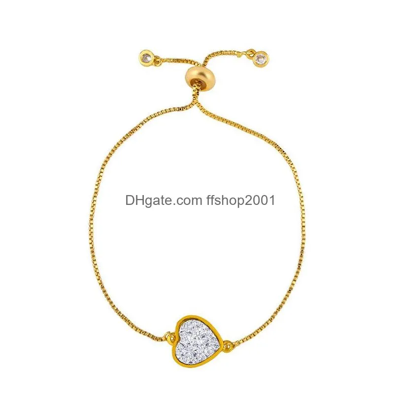 Charm Bracelets 18K Gold Rainbow Zircon Diamond Bracelet Pl String Adjustable Crown Heart Cross Charm Bracelets Women Fashion Jewelry Dhnkh