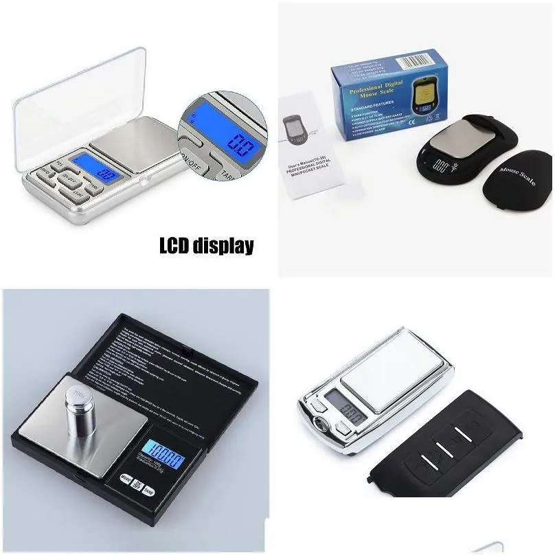 wholesale Digital Scales Digital Jewelry Scale Gold Silver Coin Grain Gram Pocket Size Herb Mini Electronic backlight 100g 200g 500g Mouse Shape Car key Mini Electronic