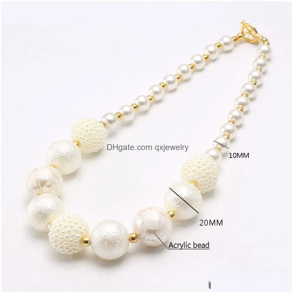 Pendant Necklaces Fashion White Pearls Beads Necklace Girls Jewelry Baby Chunky Bubblegum Handmade Choker For Children Drop Delivery J Dhtis