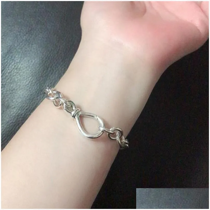 Charm Bracelets New Chunky Infinity Knot Chain Bracelet Women Girl Gift Jewelry For Pandroa 925 Sterling Sier Hand Bracelets With Orig Dhojb