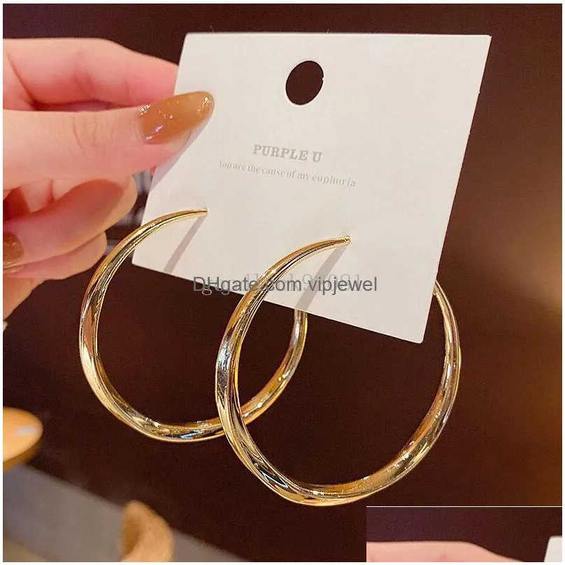  gold silver color big hoop earrings thick twist circle piercing earrings for women female statement jewelry gifts