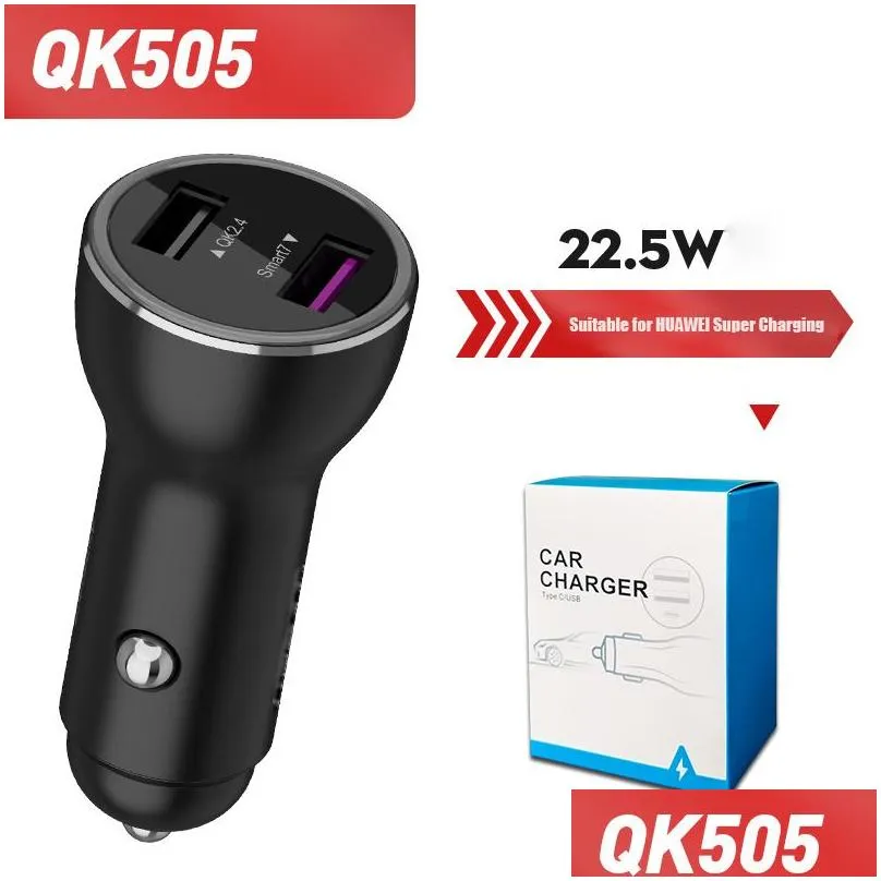 QK505 Car Chargers 2 Port USB Smart Fast  QC 3.0 2.0 2.4A Smart 3 A for Universal smartphones