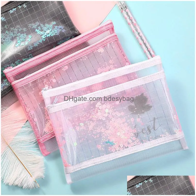 make up organizer bag toiletry bathing storage bag women waterproof transparent floral pvc travel cosmetic bag pencil case ct0266