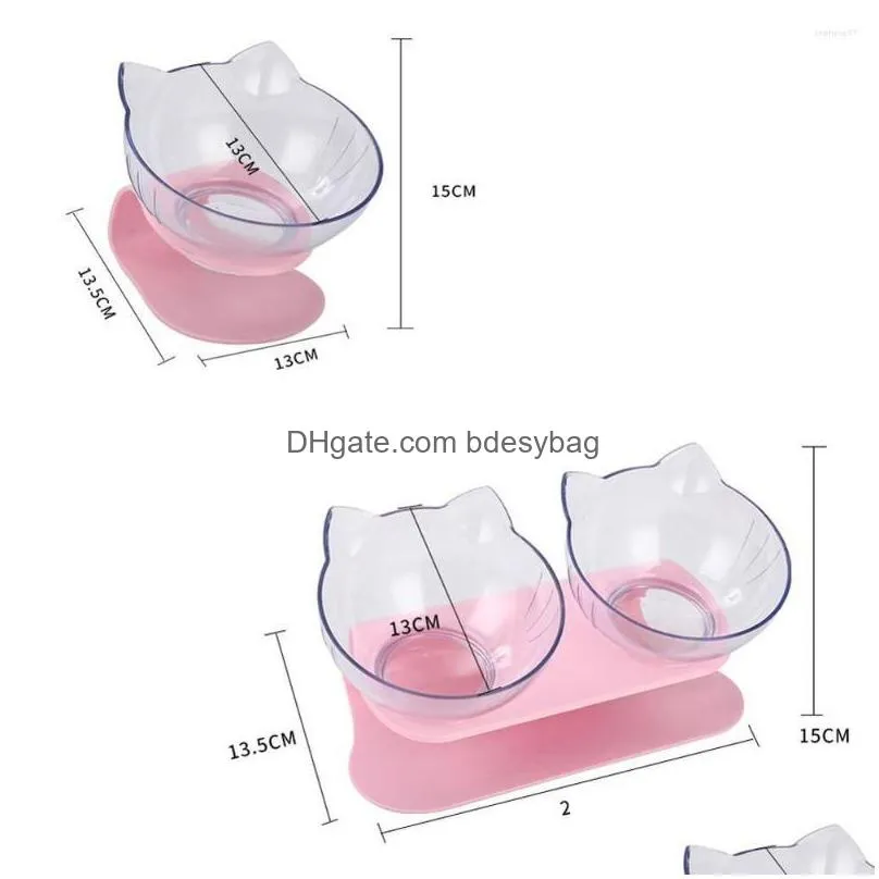 Cat Bowls & Feeders Cat Bowls Double Transparent Dog Pet Non-Slip Raised Stand Single Water Feeder Puppy Elevated Feeding Food Dish Ki Dhxqx