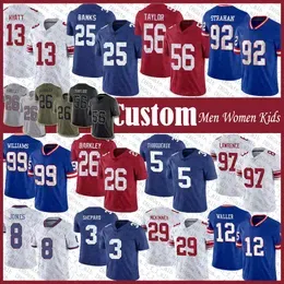 Custom 5 Kayvon Thibodeaux 12 Darren Waller Football Jersey Daniel Jones Saquon Barkley Dexter Lawrence Taylor Xavier McKinney Deonte Banks Jalin Hyatt Graham Gano