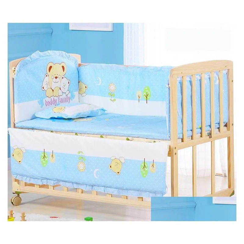 6pcsset baby crib bumpers child bedding set cartoon cotton baby bed linens include baby cot bumpers bed sheet pillow zt57 220531