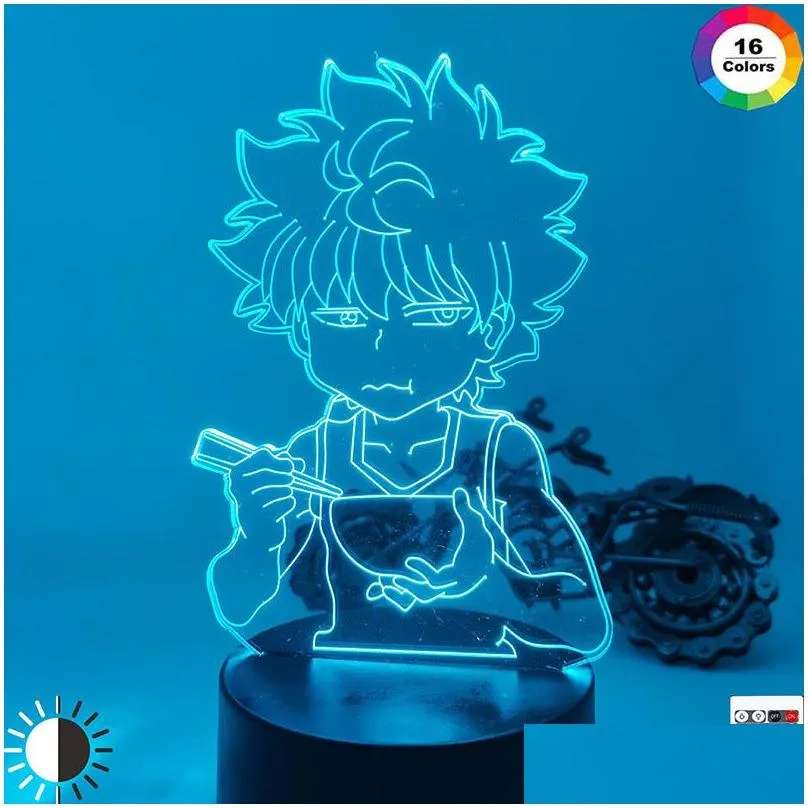 led light for kids bedroom decor hxh night anime gift acrylic neon 3d lamp xmas birthday killua cute diy new year