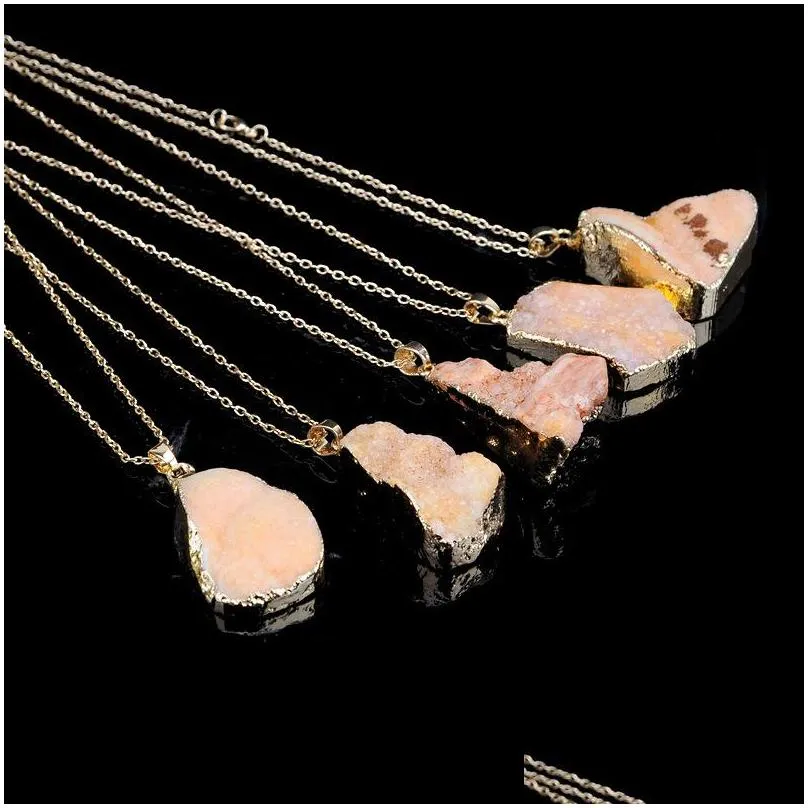 Pendant Necklaces Irregar Natural Stone Necklace Crystal Stones Pendant Necklaces For Women Girls Fashion Jewelry Gift Drop Delivery J Dhxxi