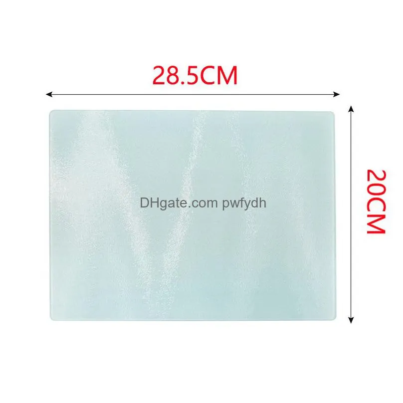 wholesale diy blank cheese chopping blocks sublimation rectangle glass tempered cutting board 28.5x20cm