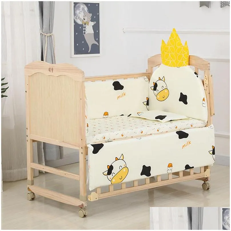 6pcsset baby crib bumpers child bedding set cartoon cotton baby bed linens include baby cot bumpers bed sheet pillow zt57 220531